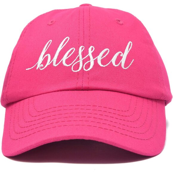 Women's Blessed Embroidered Pink Soft Cotton Classic Dad Baseball Hat Cap - Picture 1 of 6